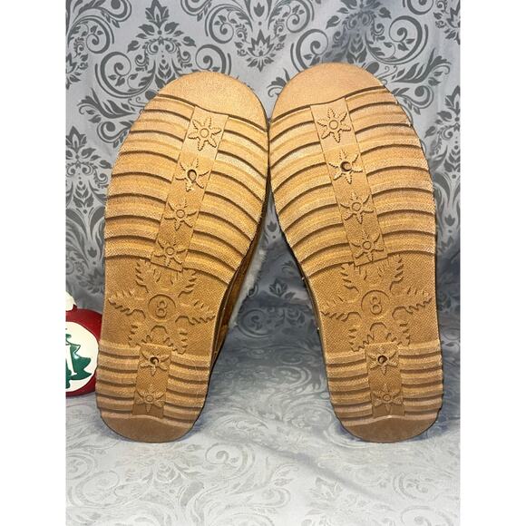 SO Faux Shearling Ankle Boots Tan Cream Fur Size - Picture 2 of 4